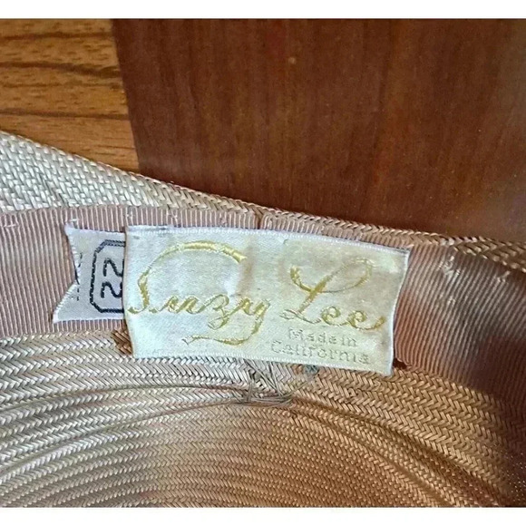 Suzy Lee Women's California Vintage Beige Hat w/Orange Velvet 1960's - Picture 8 of 9